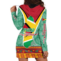 Guyana Christmas Santa Leopard Hoodie Dress with Green Red Yellow Gift and Map - Wonder Print Shop