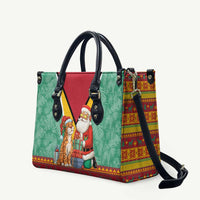 Guyana Christmas Santa Leopard Leather Bag with Green Red Yellow Gift and Map - Wonder Print Shop