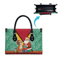 Guyana Christmas Santa Leopard Leather Bag with Green Red Yellow Gift and Map - Wonder Print Shop