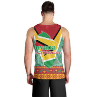 Guyana Christmas Santa Leopard Men Tank Top with Green Red Yellow Gift and Map - Wonder Print Shop