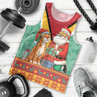 Guyana Christmas Santa Leopard Men Tank Top with Green Red Yellow Gift and Map - Wonder Print Shop