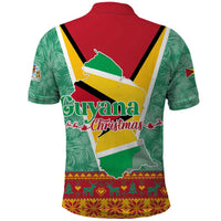 Guyana Christmas Santa Leopard Polo Shirt with Green Red Yellow Gift and Map - Wonder Print Shop