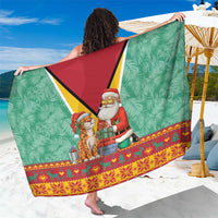 Guyana Christmas Santa Leopard Sarong with Green Red Yellow Gift and Map - Wonder Print Shop