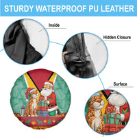 Guyana Christmas Santa Leopard Spare Tire Cover with Green Red Yellow Gift and Map - Wonder Print Shop