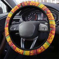 Guyana Christmas Santa Leopard Steering Wheel Cover with Green Red Yellow Gift and Map - Wonder Print Shop