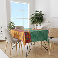 Guyana Christmas Santa Leopard Tablecloth with Green Red Yellow Gift and Map - Wonder Print Shop