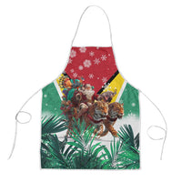 Guyana Flag Apron Christmas Santa Jaguar and National Motto Green Yellow - Wonder Print Shop