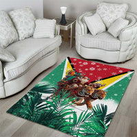 Guyana Flag Area Rug Christmas Santa Jaguar and National Motto Green Yellow - Wonder Print Shop