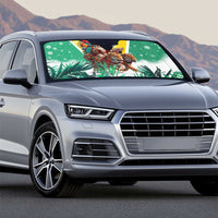 Guyana Flag Auto Sun Shade Christmas Santa Jaguar and National Motto Green Yellow - Wonder Print Shop