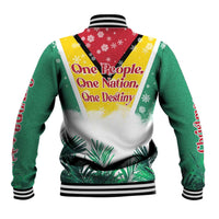 Guyana Flag Baseball Jacket Christmas Santa Jaguar and National Motto Green Yellow - Wonder Print Shop