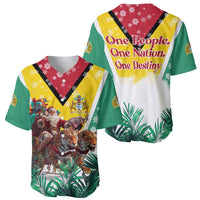 Guyana Flag Baseball Jersey Christmas Santa Jaguar and National Motto Green Yellow - Wonder Print Shop