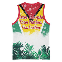 Guyana Flag Basketball Jersey Christmas Santa Jaguar and National Motto Green Yellow - Wonder Print Shop