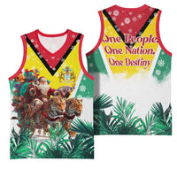 Guyana Flag Basketball Jersey Christmas Santa Jaguar and National Motto Green Yellow - Wonder Print Shop