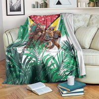 Guyana Flag Blanket Christmas Santa Jaguar and National Motto Green Yellow - Wonder Print Shop