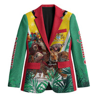 Guyana Flag Blazer Christmas Santa Jaguar and National Motto Green Yellow - Wonder Print Shop
