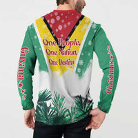 Guyana Flag Button Sweatshirt Christmas Santa Jaguar and National Motto Green Yellow - Wonder Print Shop