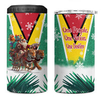 Guyana Flag 4 in 1 Can Cooler Tumbler Christmas Santa Jaguar and National Motto Green Yellow - Wonder Print Shop