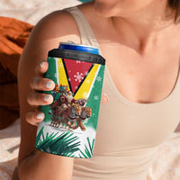 Guyana Flag 4 in 1 Can Cooler Tumbler Christmas Santa Jaguar and National Motto Green Yellow - Wonder Print Shop