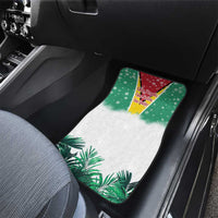 Guyana Flag Car Mats Christmas Santa Jaguar and National Motto Green Yellow - Wonder Print Shop