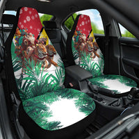 Guyana Flag Car Seat Cover Christmas Santa Jaguar and National Motto Green Yellow - Wonder Print Shop