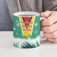 Guyana Flag Ceramic Mug Christmas Santa Jaguar and National Motto Green Yellow - Wonder Print Shop
