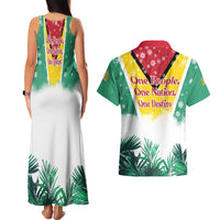 Guyana Flag Couples Matching Tank Maxi Dress and Hawaiian Shirt Christmas Santa Jaguar and National Motto Green Yellow - Wonder Print Shop
