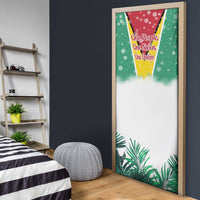 Guyana Flag Door Cover Christmas Santa Jaguar and National Motto Green Yellow - Wonder Print Shop