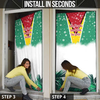 Guyana Flag Door Cover Christmas Santa Jaguar and National Motto Green Yellow - Wonder Print Shop