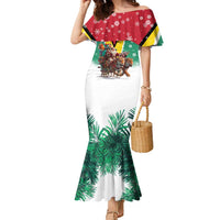 Guyana Flag Family Matching Mermaid Dress and Hawaiian Shirt Christmas Santa Jaguar and National Motto Green Yellow - Wonder Print Shop