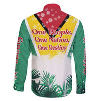 Guyana Flag Family Matching Off Shoulder Short Dress and Hawaiian Shirt Christmas Santa Jaguar and National Motto Green Yellow - Wonder Print Shop