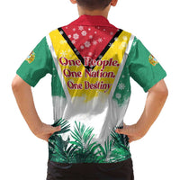 Guyana Flag Family Matching Summer Maxi Dress and Hawaiian Shirt Christmas Santa Jaguar and National Motto Green Yellow - Wonder Print Shop