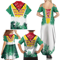 Guyana Flag Family Matching Summer Maxi Dress and Hawaiian Shirt Christmas Santa Jaguar and National Motto Green Yellow - Wonder Print Shop