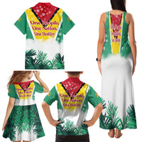 Guyana Flag Family Matching Tank Maxi Dress and Hawaiian Shirt Christmas Santa Jaguar and National Motto Green Yellow - Wonder Print Shop