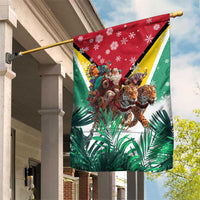 Guyana Flag Garden Flag Christmas Santa Jaguar and National Motto Green Yellow - Wonder Print Shop
