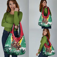 Guyana Flag Grocery Bag Christmas Santa Jaguar and National Motto Green Yellow - Wonder Print Shop