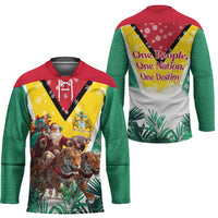 Guyana Flag Hockey Jersey Christmas Santa Jaguar and National Motto Green Yellow - Wonder Print Shop
