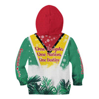Guyana Flag Kid Hoodie Christmas Santa Jaguar and National Motto Green Yellow - Wonder Print Shop