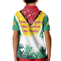 Guyana Flag Kid Polo Shirt Christmas Santa Jaguar and National Motto Green Yellow - Wonder Print Shop