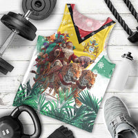Guyana Flag Men Tank Top Christmas Santa Jaguar and National Motto Green Yellow - Wonder Print Shop