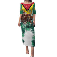 Guyana Flag Puletasi Christmas Santa Jaguar and National Motto Green Yellow - Wonder Print Shop