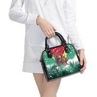 Guyana Flag Shoulder Handbag Christmas Santa Jaguar and National Motto Green Yellow - Wonder Print Shop