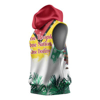 Guyana Flag Sleeveless Hoodie Christmas Santa Jaguar and National Motto Green Yellow - Wonder Print Shop