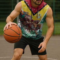 Guyana Flag Sleeveless Hoodie Christmas Santa Jaguar and National Motto Green Yellow - Wonder Print Shop