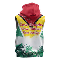 Guyana Flag Sleeveless Zip Hoodie Christmas Santa Jaguar and National Motto Green Yellow - Wonder Print Shop