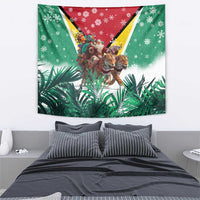 Guyana Flag Tapestry Christmas Santa Jaguar and National Motto Green Yellow - Wonder Print Shop