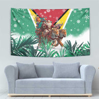 Guyana Flag Tapestry Christmas Santa Jaguar and National Motto Green Yellow - Wonder Print Shop