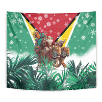 Guyana Flag Tapestry Christmas Santa Jaguar and National Motto Green Yellow - Wonder Print Shop