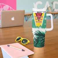 Guyana Flag Tumbler With Handle Christmas Santa Jaguar and National Motto Green Yellow - Wonder Print Shop