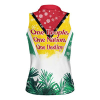 Guyana Flag Women Sleeveless Polo Shirt Christmas Santa Jaguar and National Motto Green Yellow - Wonder Print Shop