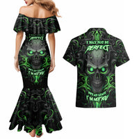 I May Not Be Perfect But At Least I'm Not You Skull Couples Matching Mermaid Dress and Hawaiian Shirt - Wonder Print Shop